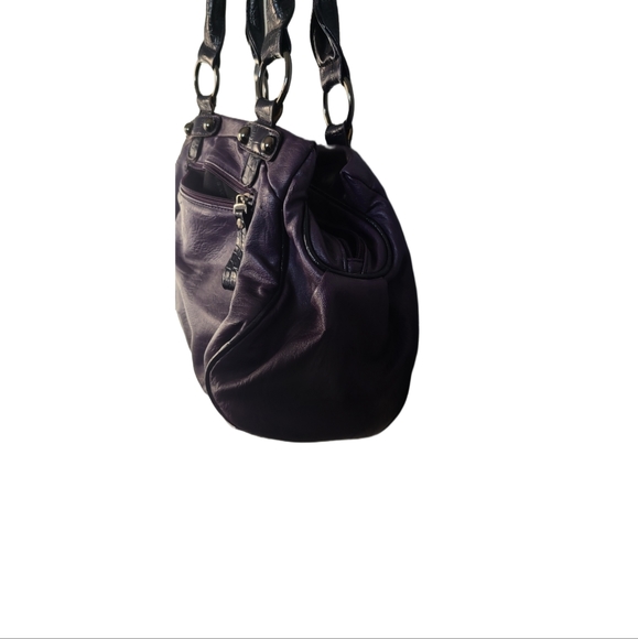 Gussaci Women's Studded Hand or Shoulder Bag Purple/Black GUC - Picture 6 of 9